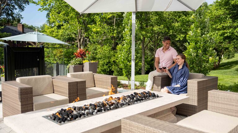 Poolside Fire Pit with Lounge Seating